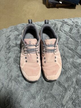 On Running Women's Cloud Trainer Athletic Shoes in Blush Pink and Gray